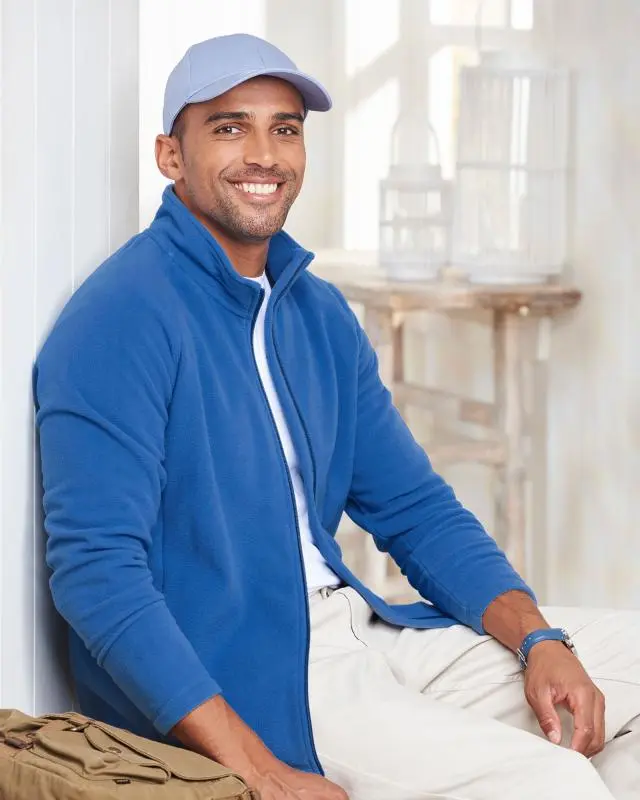 Cotton Traders Recycled Microfleece Jacket in Blue, Polyester