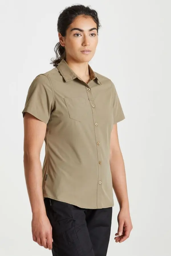 Craghoppers Women's 'Expert Kiwi' Short Sleeved Shirt in Beige | Size: 20