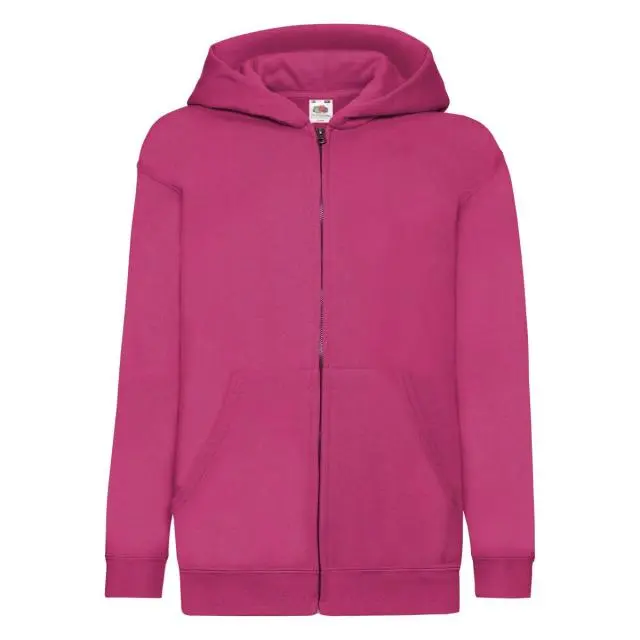 Fruit of the Loom Hooded Sweatshirt Jacket in Fuchsia | Size: 9-10 Years