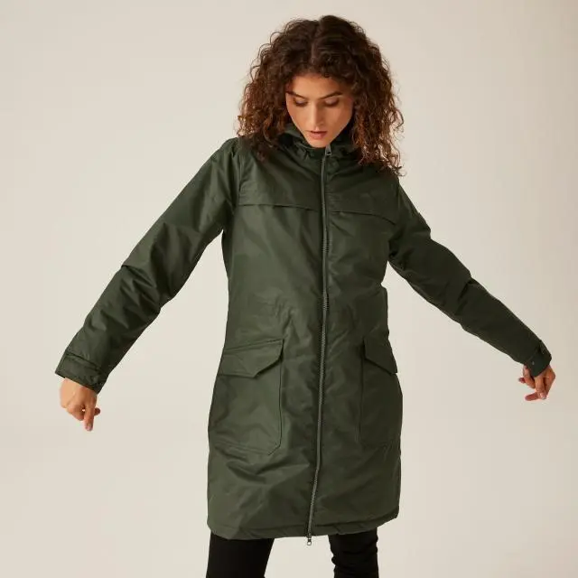 Regatta Women's 'Romine II' Waterproof Parka Jacket in Dark Green | Size: 8