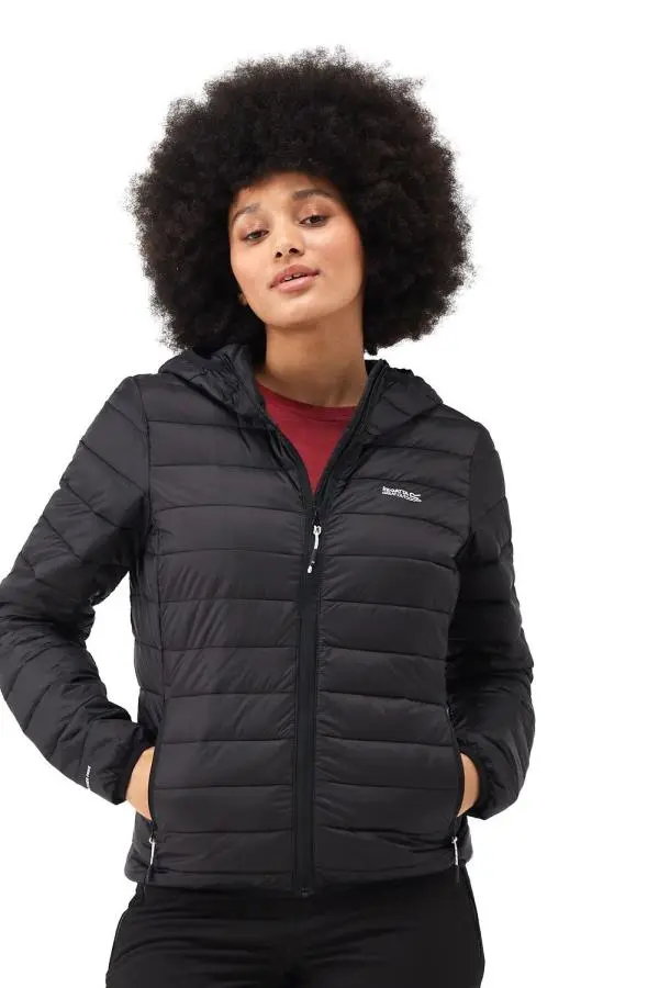 Regatta Women's 'Marizion' Hooded Puffer Jacket in Jet Black | Size: 14