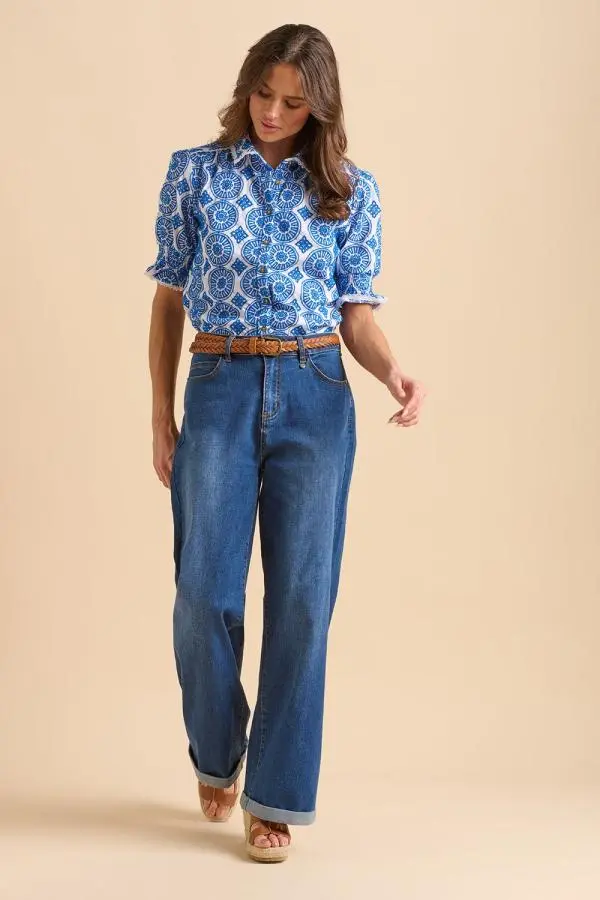 Brakeburn Women's Wide Leg Jeans in Blue | Size: 12