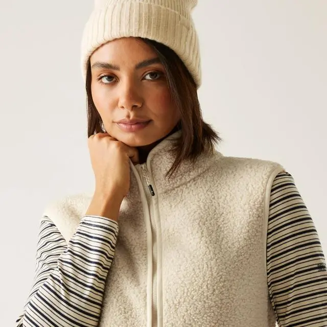 Regatta Women's Frankie Borg Full-Zip Gilet Bodywarmer in Cream | Size: 20