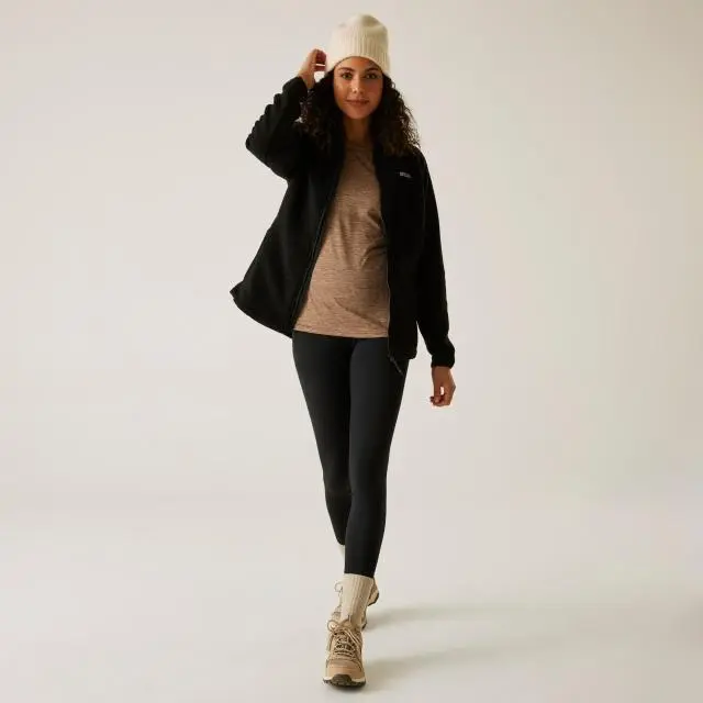 Regatta Women's Elinn Hooded Full-Zip Lightweight Fleece in Jet Black | Size: 8