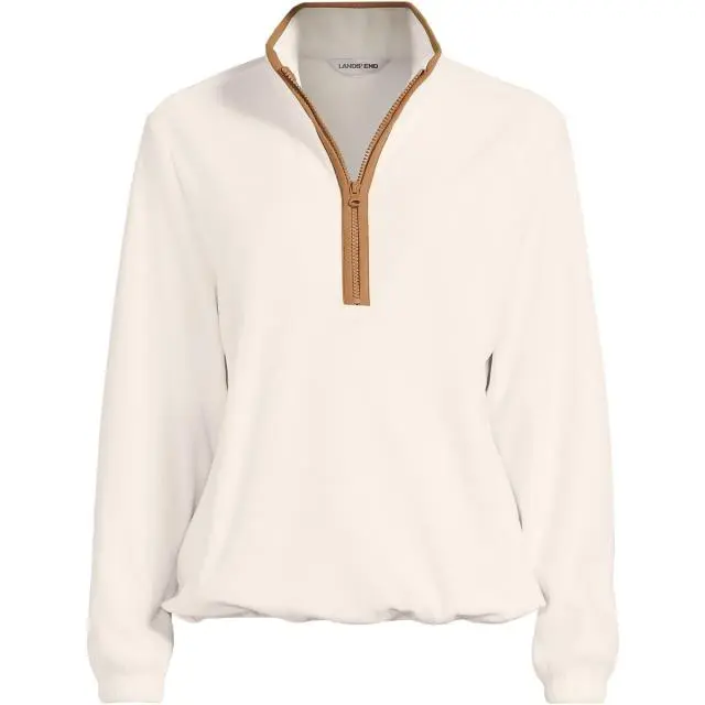 Lands' End Women's Anyweather Water Repellent Fleece Quarter Zip Pullover in Ivory | Size: 24-26