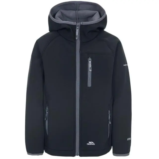 Trespass Kian Softshell Jacket in Black | Size: 5-6 Years