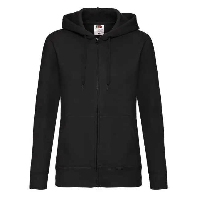 Fruit of the Loom Women's Premium Lady Fit Full Zip Hoodie in Black | Size: 8