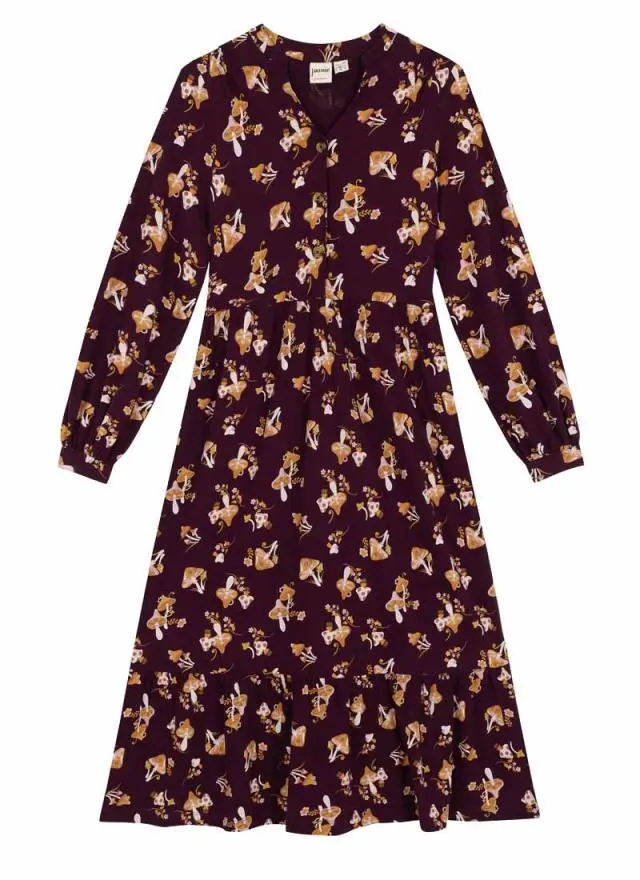 Joanie Clothing Heath Mushroom Print Jersey Midi Dress