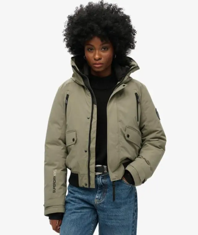 Superdry Women's City Padded Bomber Jacket Green / Dusty Olive Green -