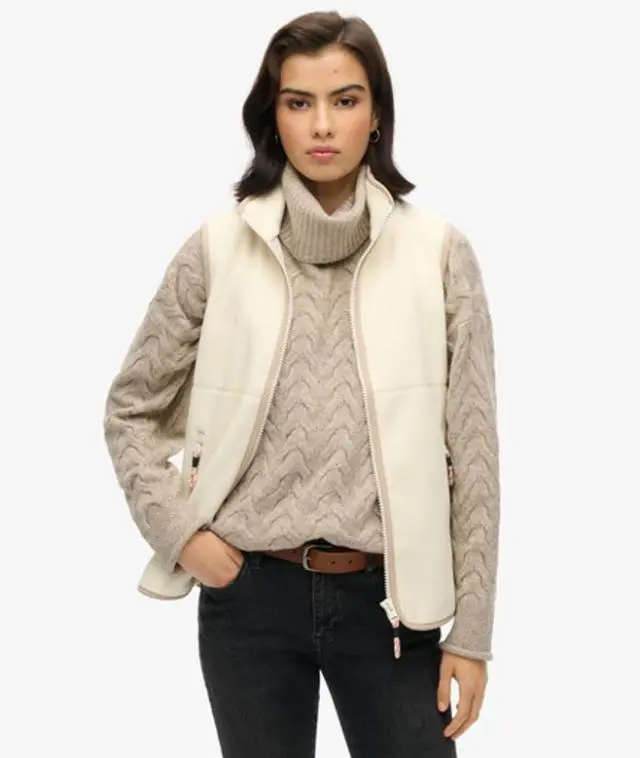 Superdry Women's Active Fleece Gilet Cream / Rice White -