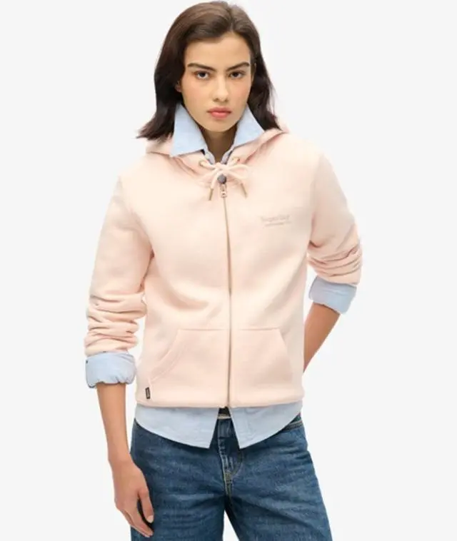 Superdry Women's Essential Logo Zip Hoodie Pink / Pink Clay -