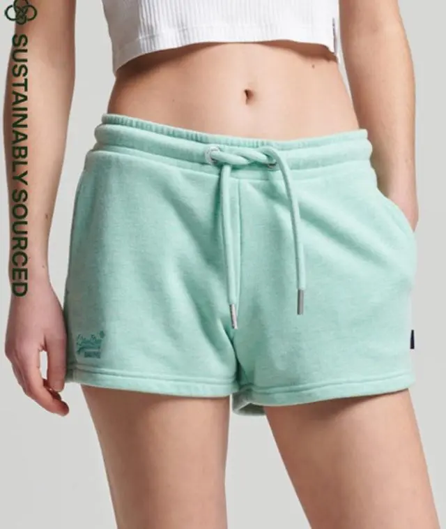 Superdry Women's Organic Cotton Vintage Logo Jersey Shorts Green / Minted Marl -
