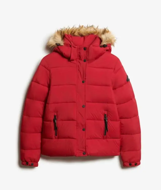 Superdry Women's Hooded Mid Layer Short Jacket Red -