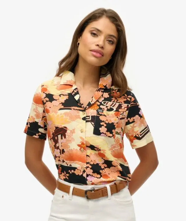 Superdry Women's Beach Resort Shirt Gold / Goshodoki Gold -