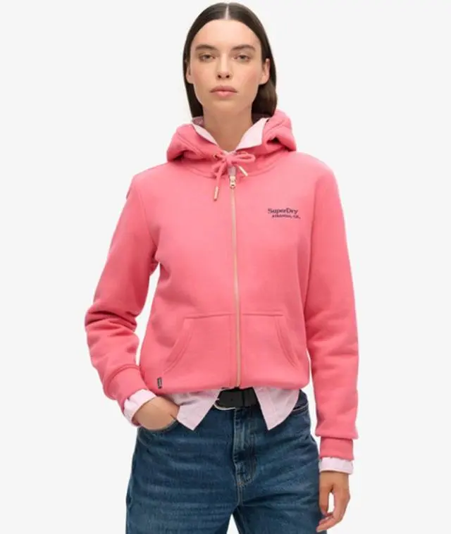 Superdry Women's Essential Logo Zip Hoodie Pink / Camping Pink -