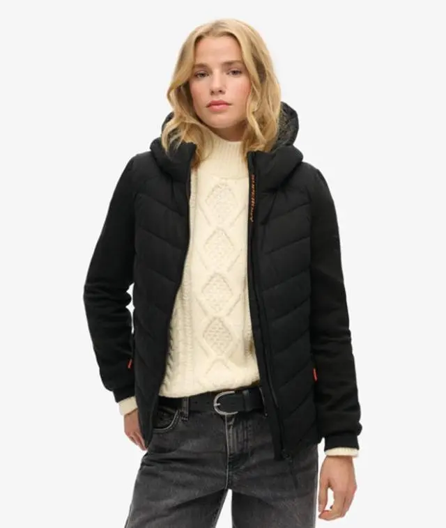 Superdry Women's Hooded Storm Hybrid Padded Jacket Black -