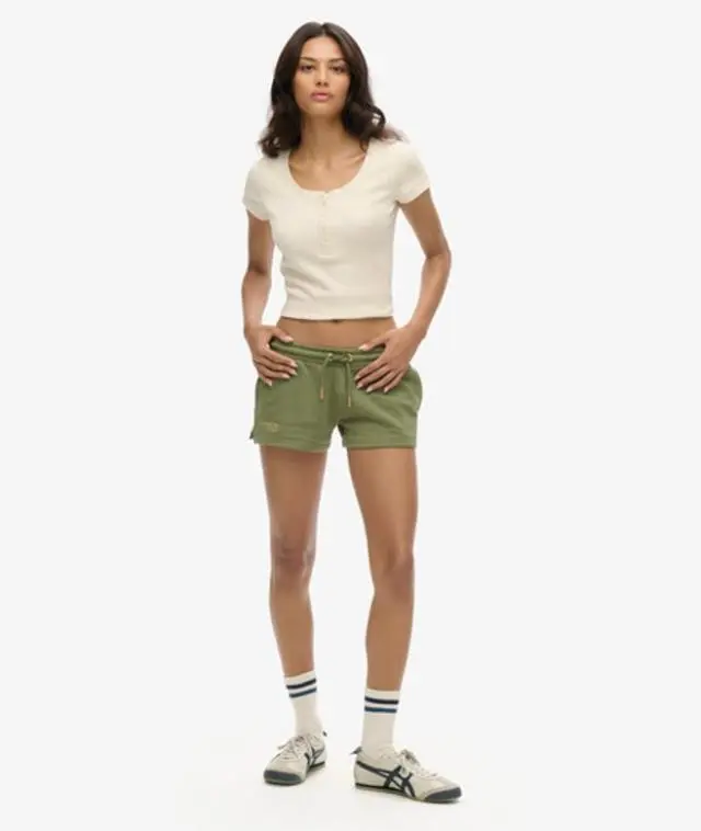 Superdry Women's Essential Logo Shorts Khaki / Olive Khaki -