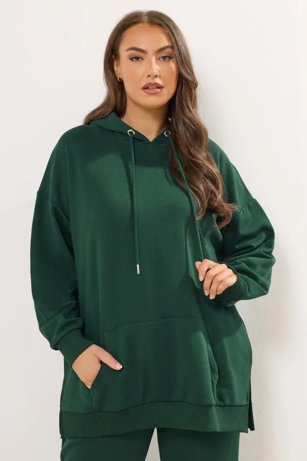 Yours Plus Size Green Pocket Front Hoodie Size 26-28