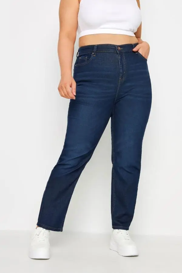 Yours Plus Size Indigo Blue Straight Leg Ruby Jeans Size Short > 30