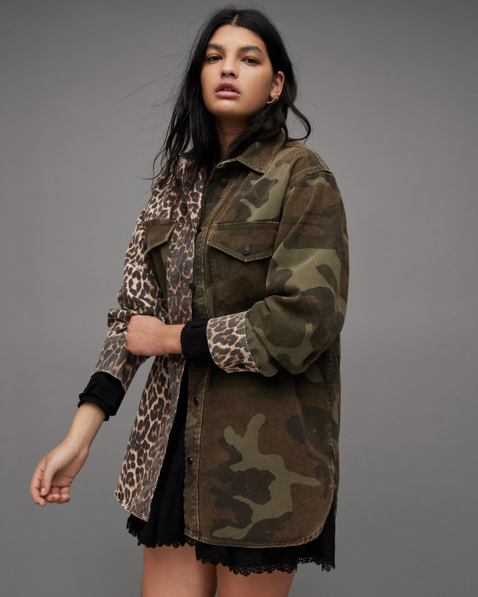 All saints deals camo jacket