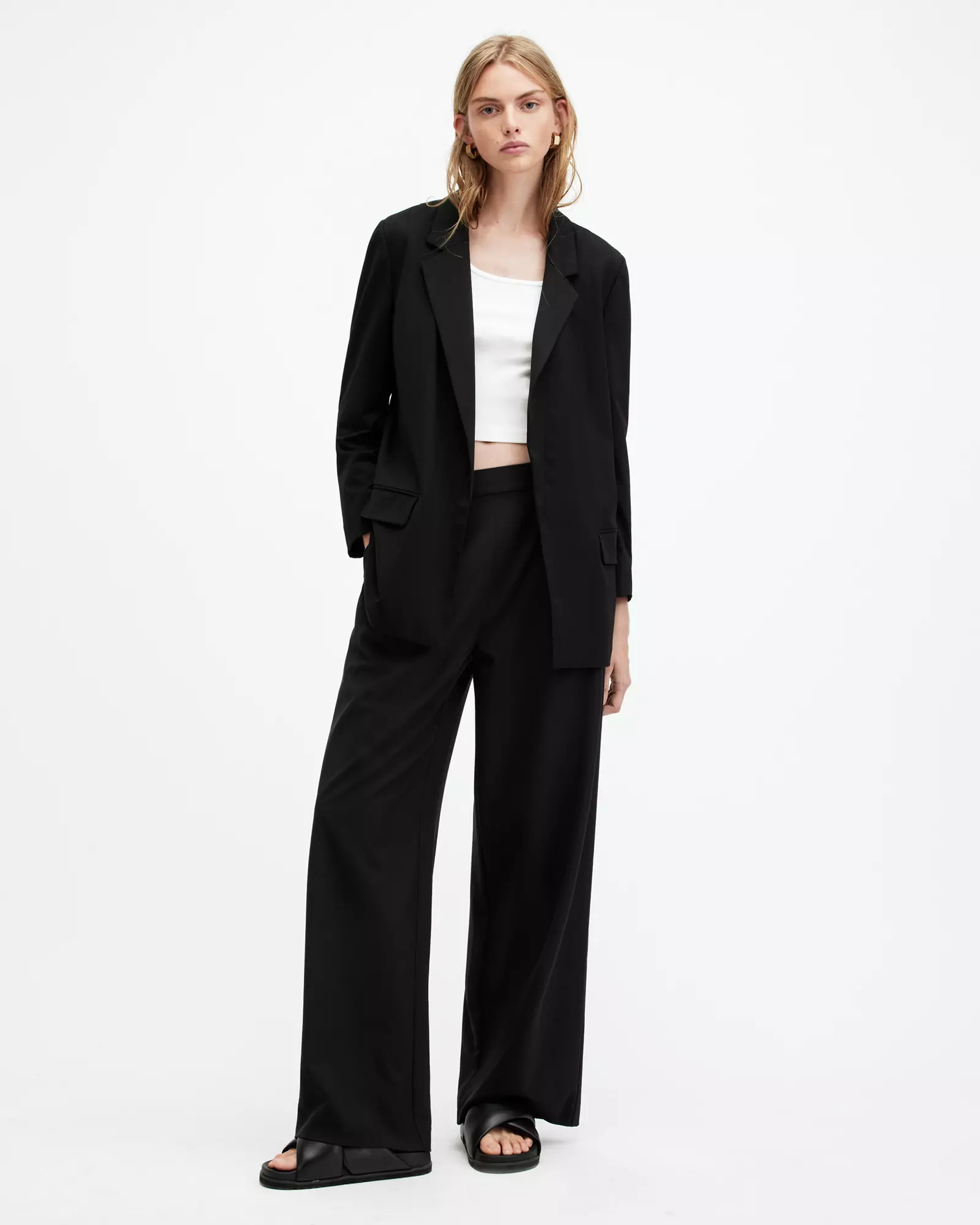 Pockets For Women AllSaints Aleida Lightweight Wide Leg Trousers