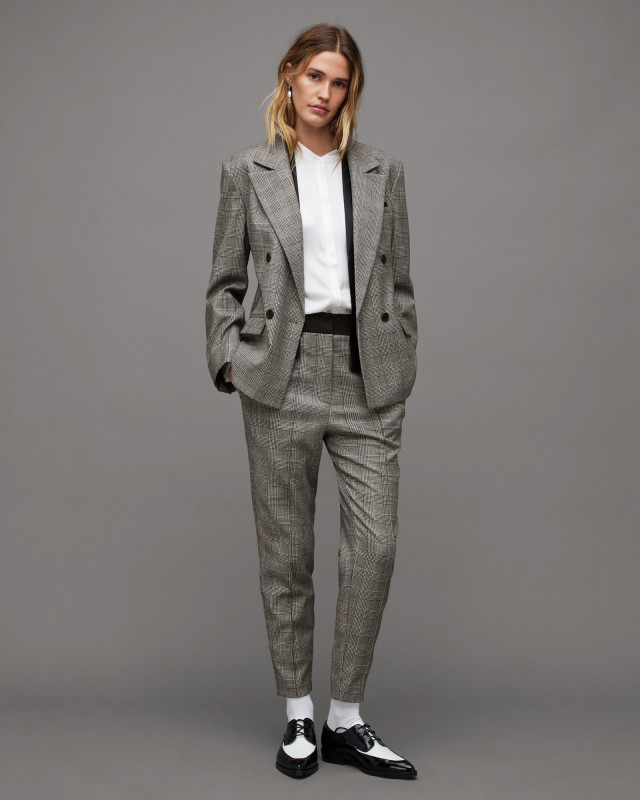 AllSaints Bea Woven Checked Skinny Fit Trousers