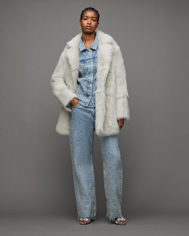 AllSaints Blythe Fluffy Shearling Jacket