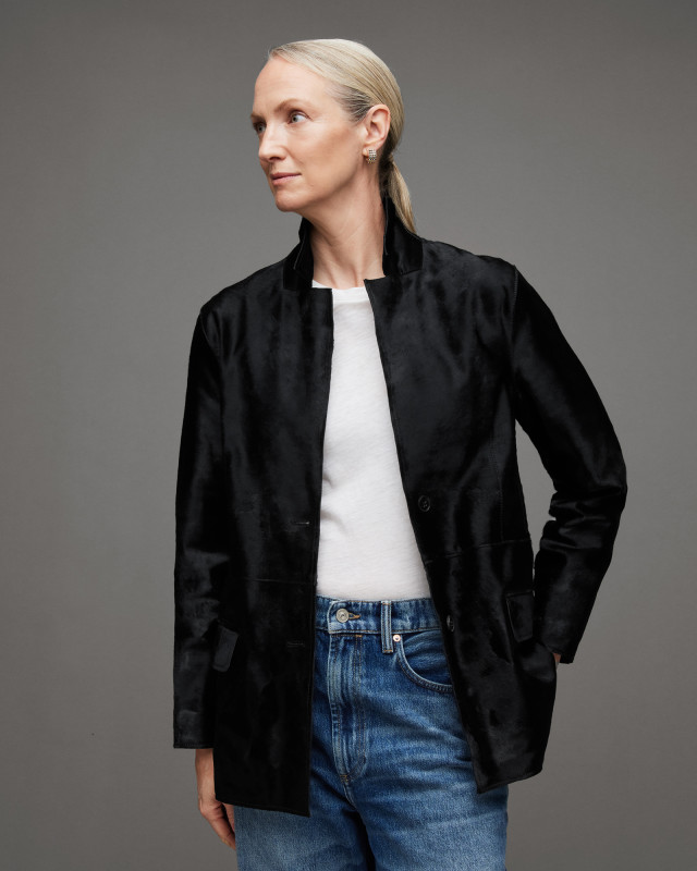 AllSaints Corinna Atlas Leather Blazer