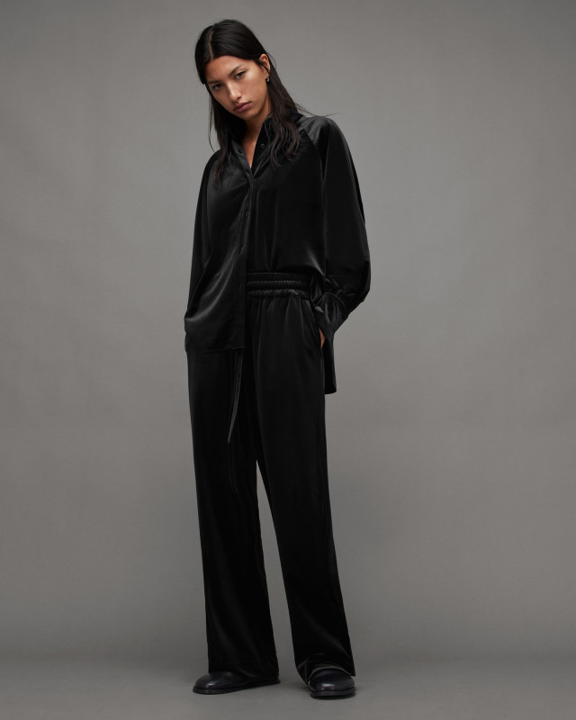 AllSaints Tyler Wide Leg Velvet Trousers