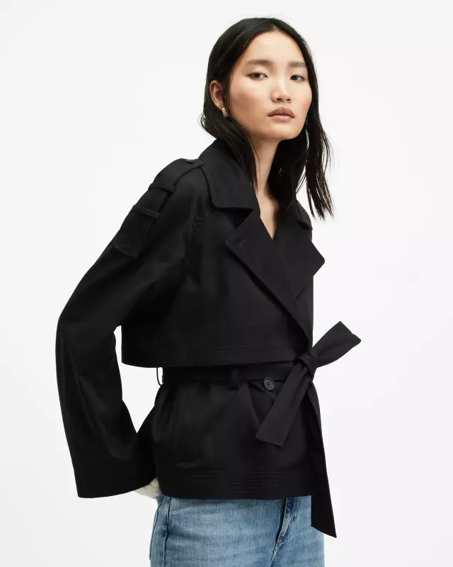 AllSaints Beckette Cropped Belted Trench Coat
