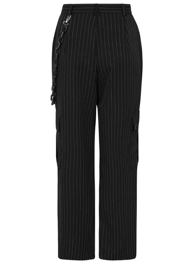 Hell Bunny Wolfie Pinstripe Combat Trousers