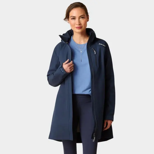 Women's Coastal Long Waterproof Jacket, Navy