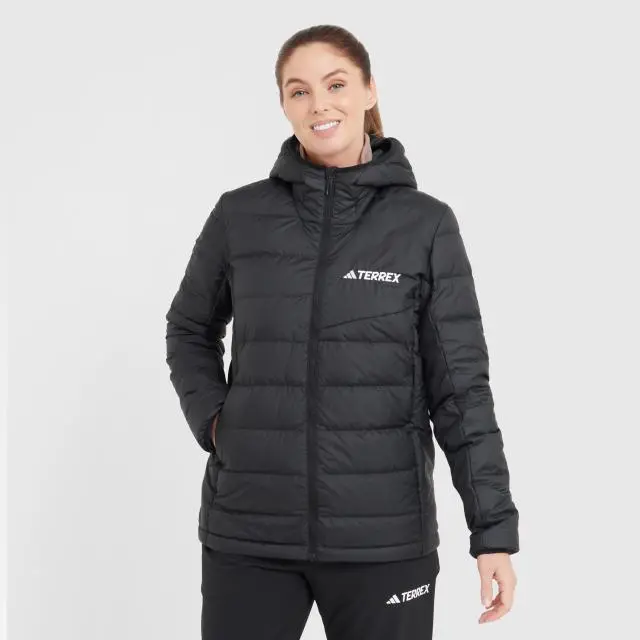 adidas Terrex Women's Multi Light Down CLIMAWARM Hooded Jacket, Black