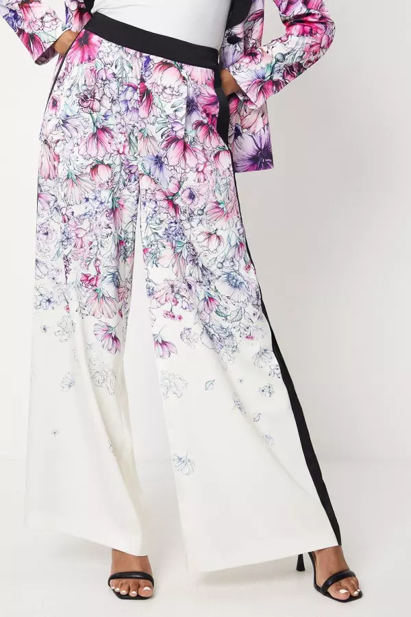 Trailing Floral Satin Trousers