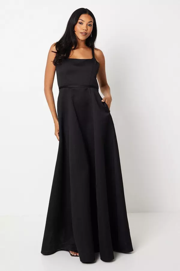 Structured Satin Full Skirted Gown