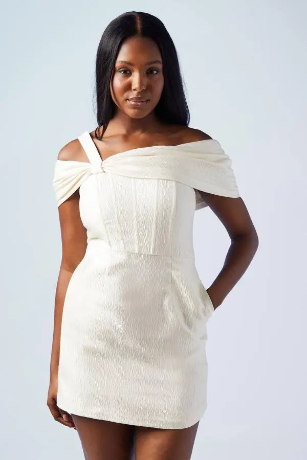 Coast Women's Statement Bow Bardot Bridal Mini Dress in Ivory 