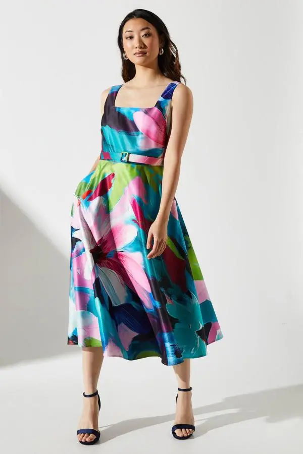 Coast Women's Belted Printed Midi Dress 