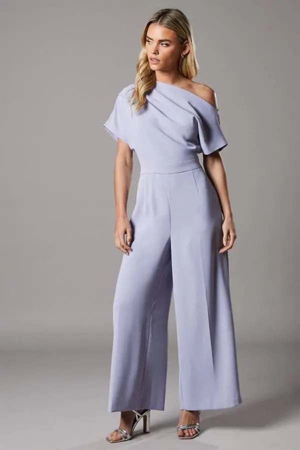 Coast Women's Petite Pleat Off-The Shoulder Jumpsuit in Lilac 