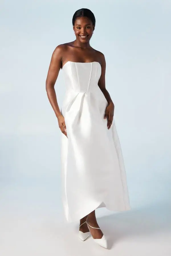 Coast Women's Corset Detail Twill Wedding Dress in Ivory 