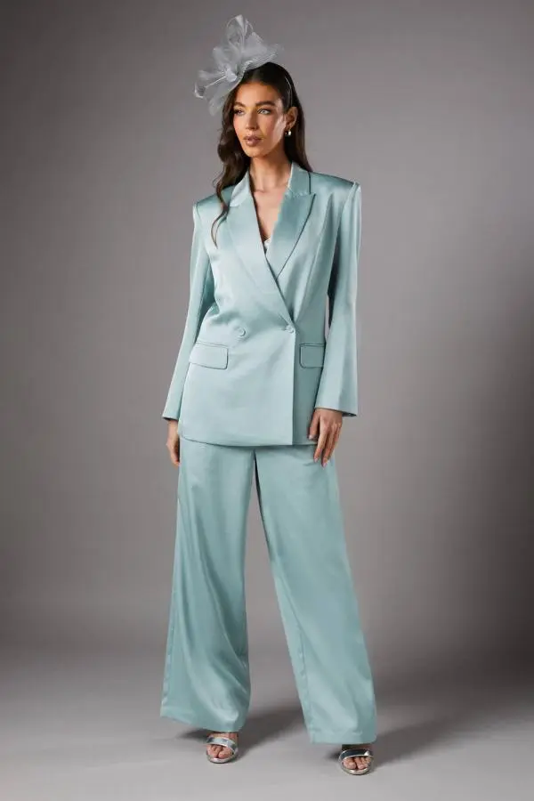 Coast Women's Satin Flare Trouser in Mint 