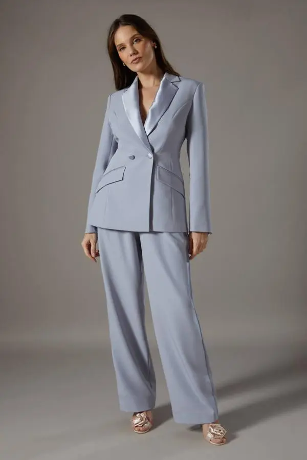 Coast Women's Satin Twill Panel Trouser in Grey Blue 