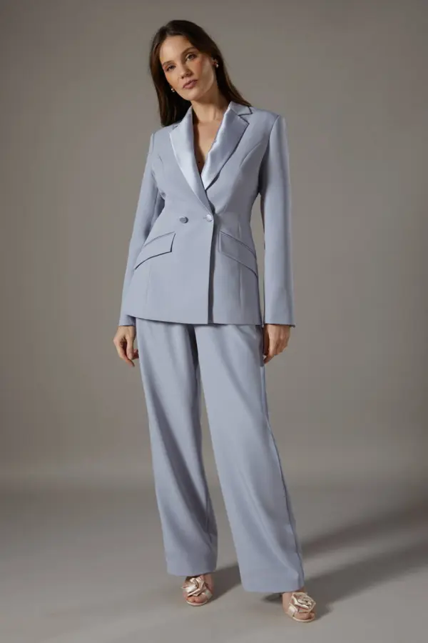 Coast Women's Satin Twill Panel Trouser in Grey Blue 