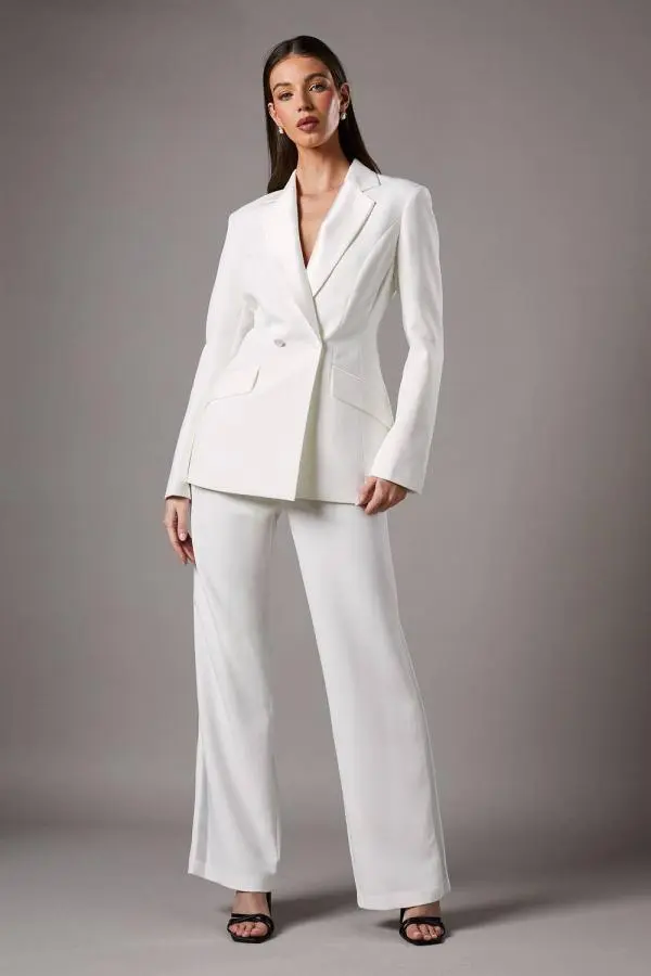 Coast Women's Satin Panel Wide Leg Trouser in White 