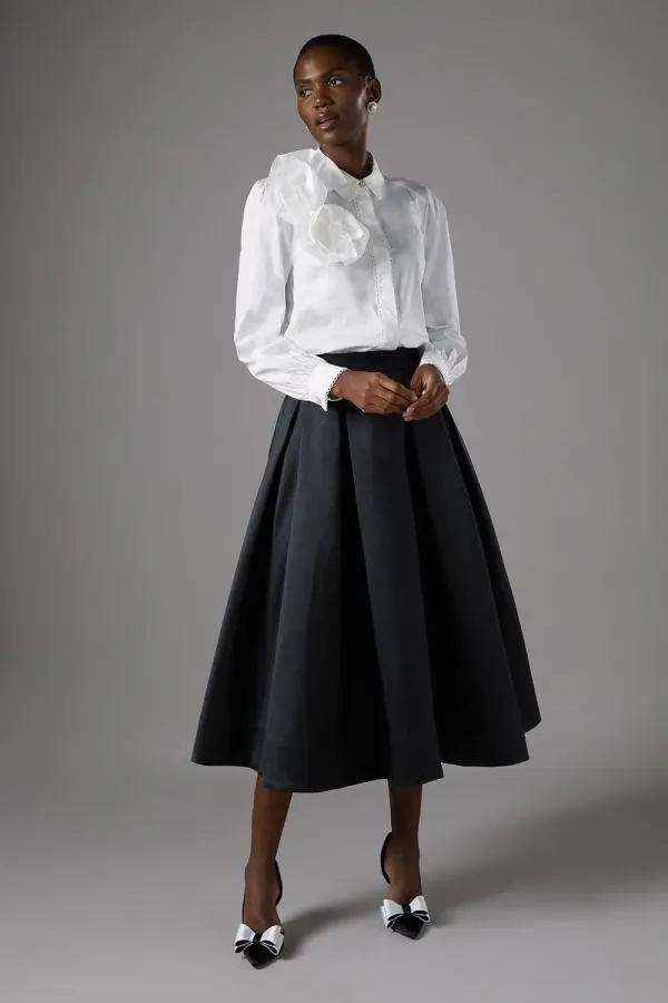 Coast Women's Twill Full Volume Skirt in Black 