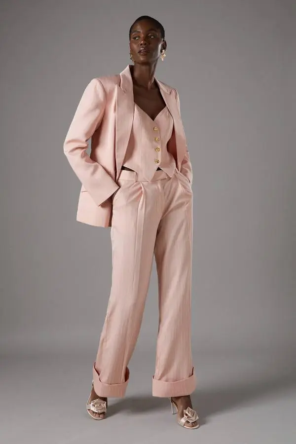 Coast Women's Pinstripe Trouser in Peach 