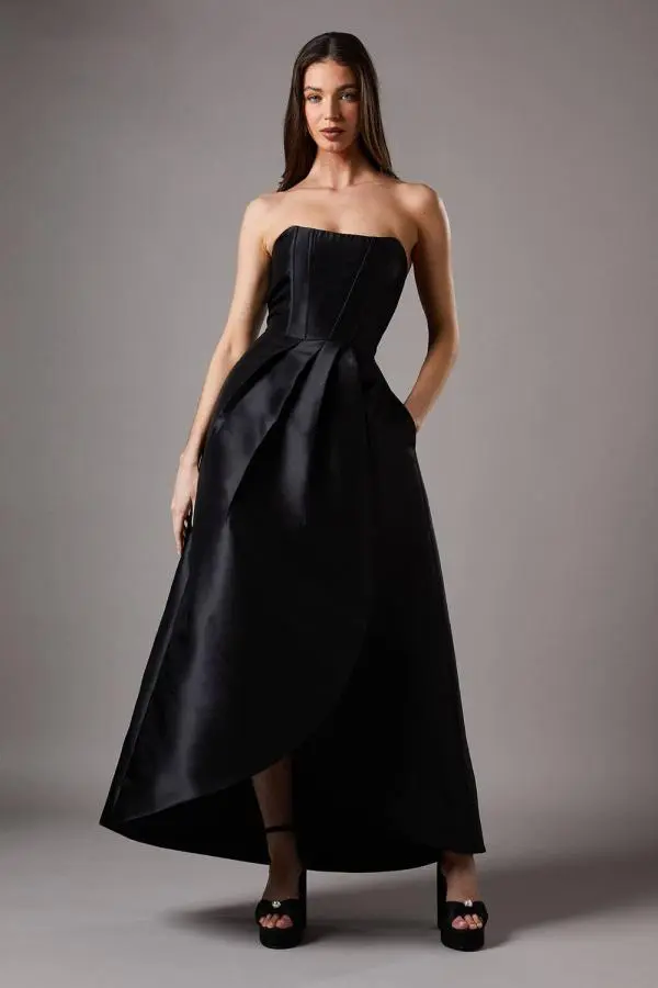 Coast Women's Corset Detail Twill Black Maxi Dress 