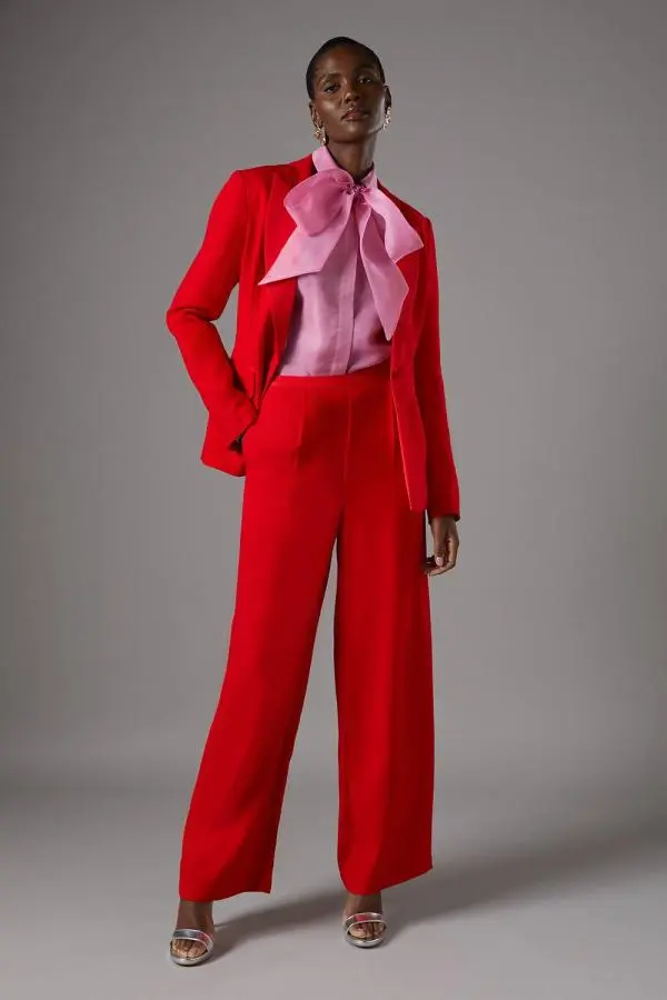 Coast Women's Satin Detail High Waist Trouser in Red