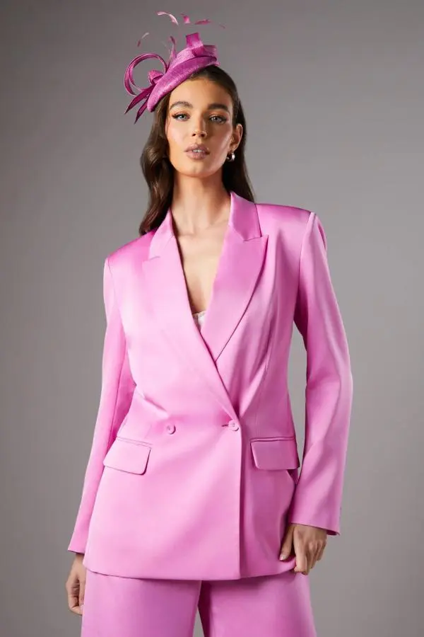 Coast Women's Satin Double Breasted Blazer in Magenta 