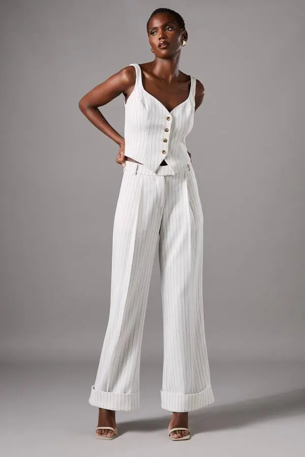 Coast Women's Pinstripe Wide Leg Trousers in Stripe 