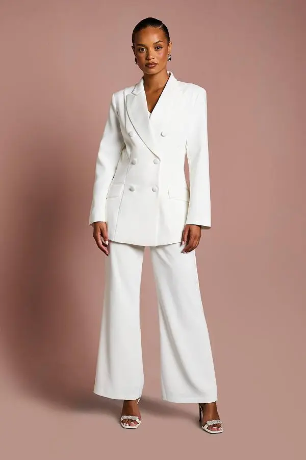 Petite Premium Flare Bridal Trousers - Ivory
